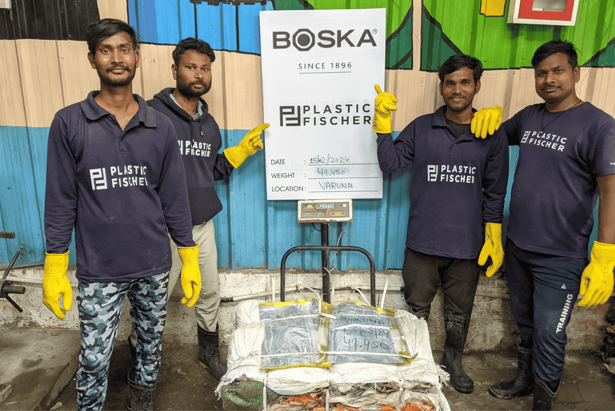 640 kg plastic uit de Ganges gevist dankzij BOSKA en haar klanten