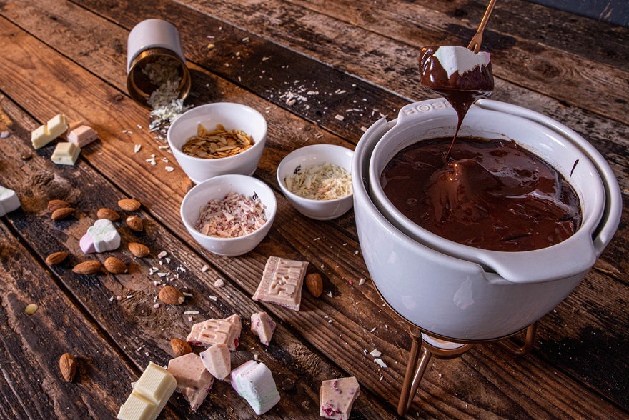 Chocoladefondue met Tony’s Chocolonely en marshmallows
